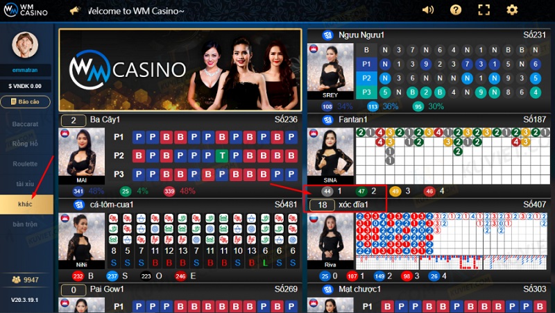 xóc đĩa sảnh WM Casino THABET